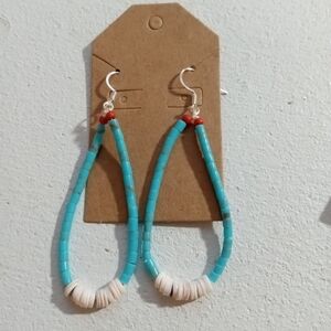 New Turquoise heishi Jacla earrings 2.5"L boho trib…